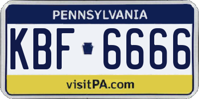PA license plate KBF6666