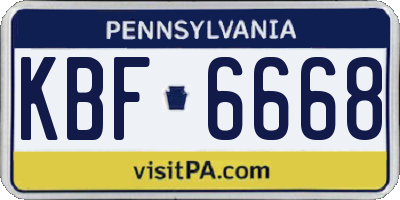 PA license plate KBF6668