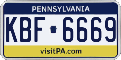 PA license plate KBF6669