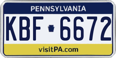 PA license plate KBF6672