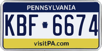 PA license plate KBF6674