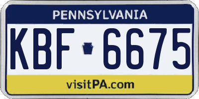 PA license plate KBF6675