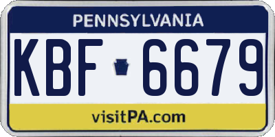 PA license plate KBF6679