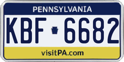 PA license plate KBF6682