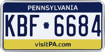 PA license plate KBF6684