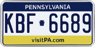 PA license plate KBF6689