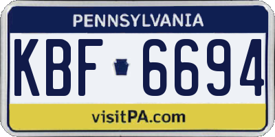 PA license plate KBF6694