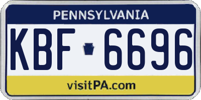 PA license plate KBF6696