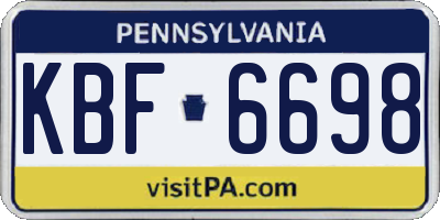PA license plate KBF6698
