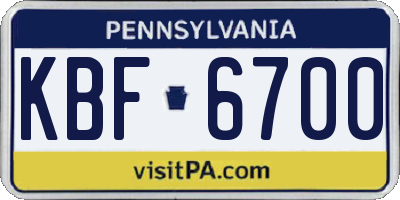 PA license plate KBF6700