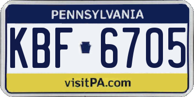 PA license plate KBF6705