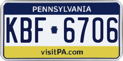 PA license plate KBF6706