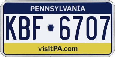 PA license plate KBF6707