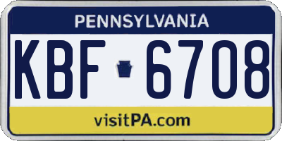 PA license plate KBF6708