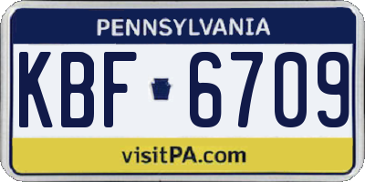 PA license plate KBF6709