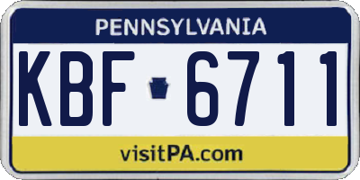 PA license plate KBF6711
