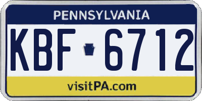 PA license plate KBF6712