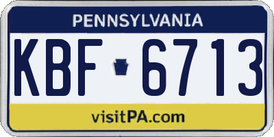 PA license plate KBF6713