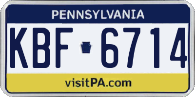 PA license plate KBF6714
