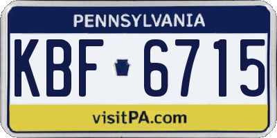 PA license plate KBF6715
