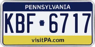 PA license plate KBF6717