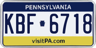 PA license plate KBF6718