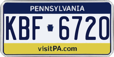 PA license plate KBF6720
