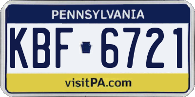 PA license plate KBF6721