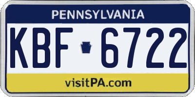PA license plate KBF6722