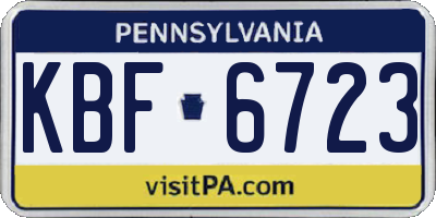 PA license plate KBF6723