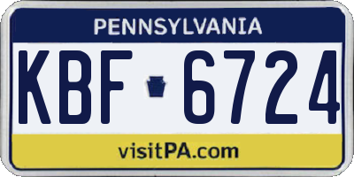 PA license plate KBF6724