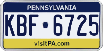 PA license plate KBF6725