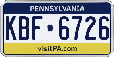 PA license plate KBF6726