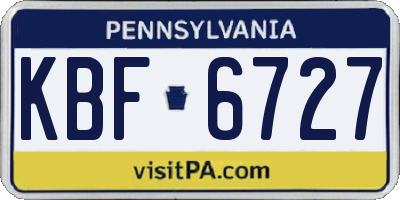 PA license plate KBF6727
