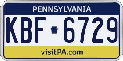 PA license plate KBF6729