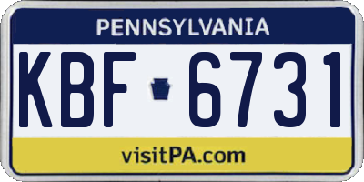 PA license plate KBF6731