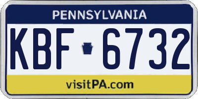 PA license plate KBF6732
