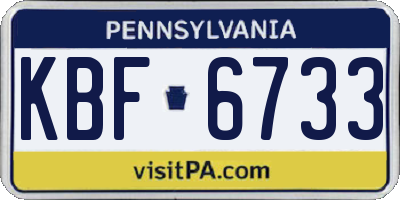 PA license plate KBF6733