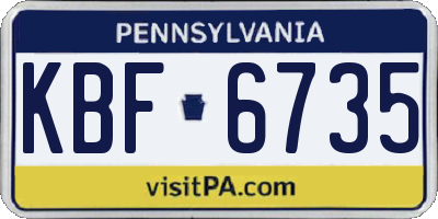 PA license plate KBF6735