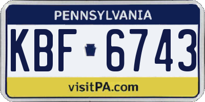 PA license plate KBF6743