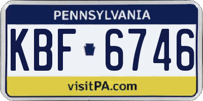 PA license plate KBF6746