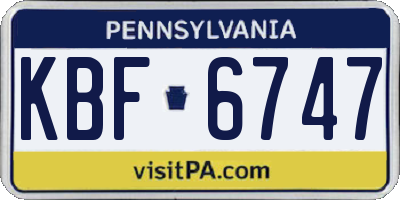 PA license plate KBF6747