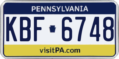PA license plate KBF6748