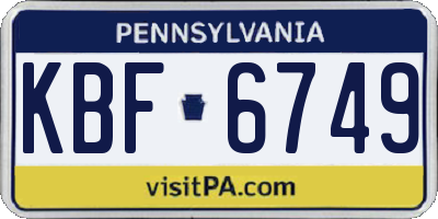PA license plate KBF6749