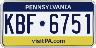 PA license plate KBF6751
