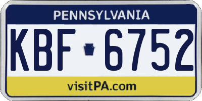 PA license plate KBF6752