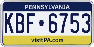 PA license plate KBF6753
