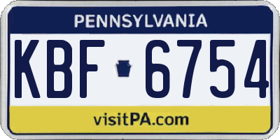 PA license plate KBF6754