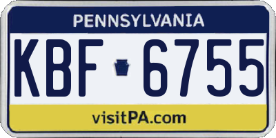 PA license plate KBF6755