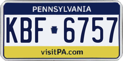 PA license plate KBF6757